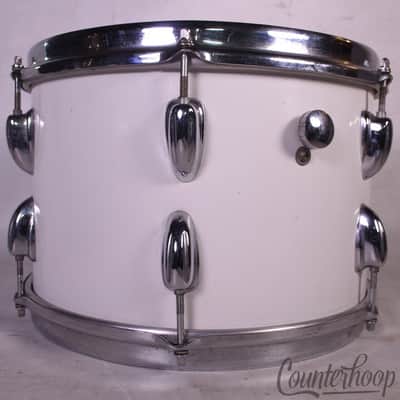 *Slingerland 12x8" White Gloss Wrap Tom Drum Chrome Stick-Saver Rims Vintage 70s image 3