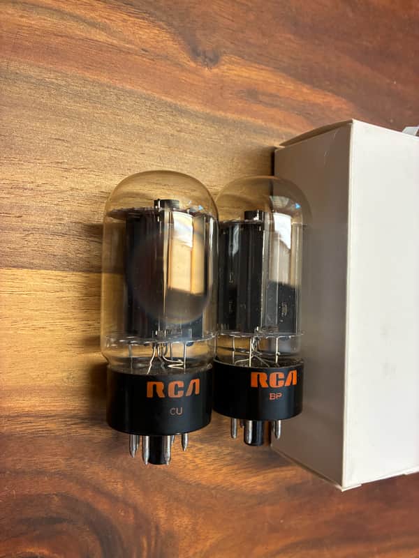 NOS tight current matched pair 1969 RCA 6L6GC black plate tubes image 1