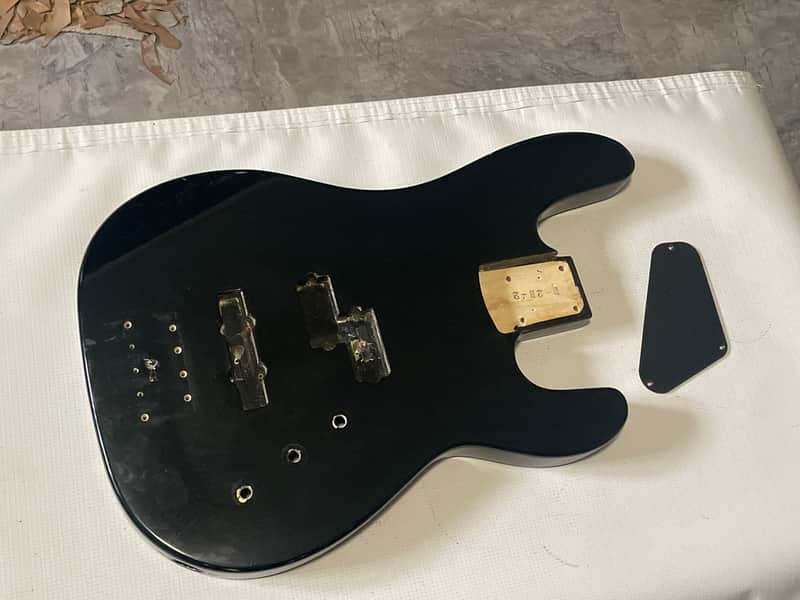 1980's Japan Charvel Jackson Model 2B P & J Black Bass Guitar Body image 1