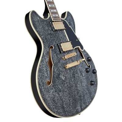 D'Angelico Excel DC Semi-Hollow Electric Guitar Black Dog w/ Gig Bag image 5
