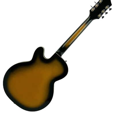 Silvertone Semi-Hollow w/ Trapeze 2 mini-hum PU's - Tobacco Burst (1446TTSB) image 5