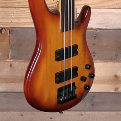Dean Edge 4-String Fretless Bass Guitar Amber Burst "Good Condition" image 2