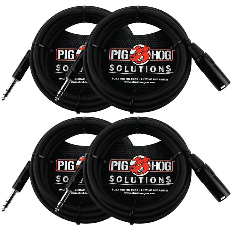 NEW 4 Pack - Pig Hog PX-TMXM50 Solutions 50Ft TRS(M)-XLR(M) Balanced Cable Lifetime Warranty image 1
