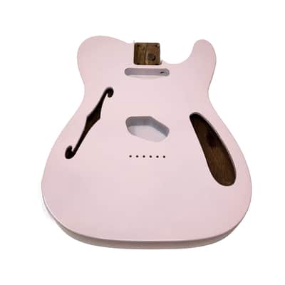 Brio Pink T-Style Thinline Guitar Body – Roasted Ash – Fender-Spec – Semi-Hollow image 4