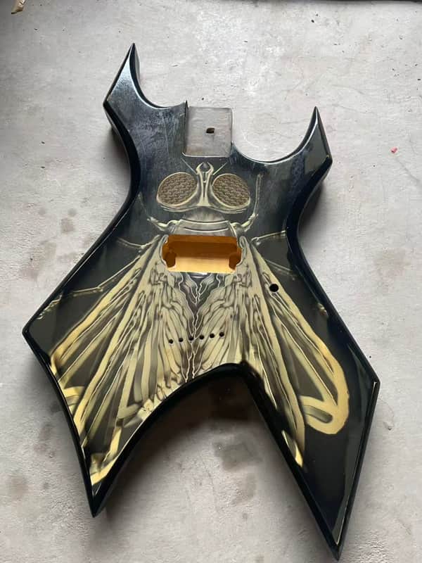 Fly Top Black Warlock Style Guitar Body image 1