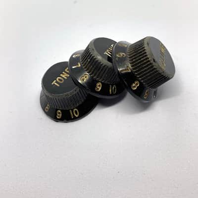Set of 3 Hand Aged Fender knobs BLACK, relic, aged, Stratocaster, 59 Parts image 2