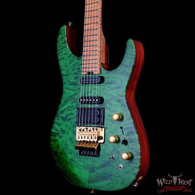 Jackson Custom Shop USA Signature Phil Collen PC Satin Stain Caramelized Flame Maple Fingerboard Satin Transparent Green image 2