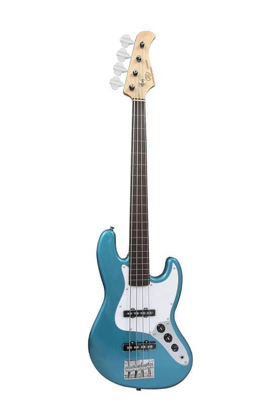 SX Ursa 2 JR RN LPB Blue Fretless Short Scale Bass Guitar image 1