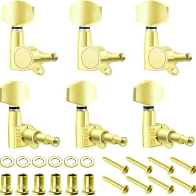 Acoustic Guitar Tuning Pegs - 3x3 Chrome Finish Acoustic and Electric Guitar Tuner Pegs - 6 Pieces Locking Keys String Tuner Machine Heads Knobs Replacement, Gold image 1
