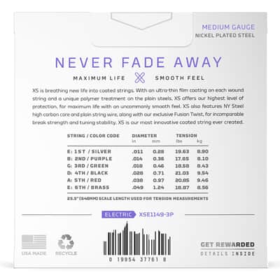 Mint D'Addario XSE1149-3P 3-Pack Nickel-Plated-Steel Coated Electric Guitar Strings, 11-49 image 3