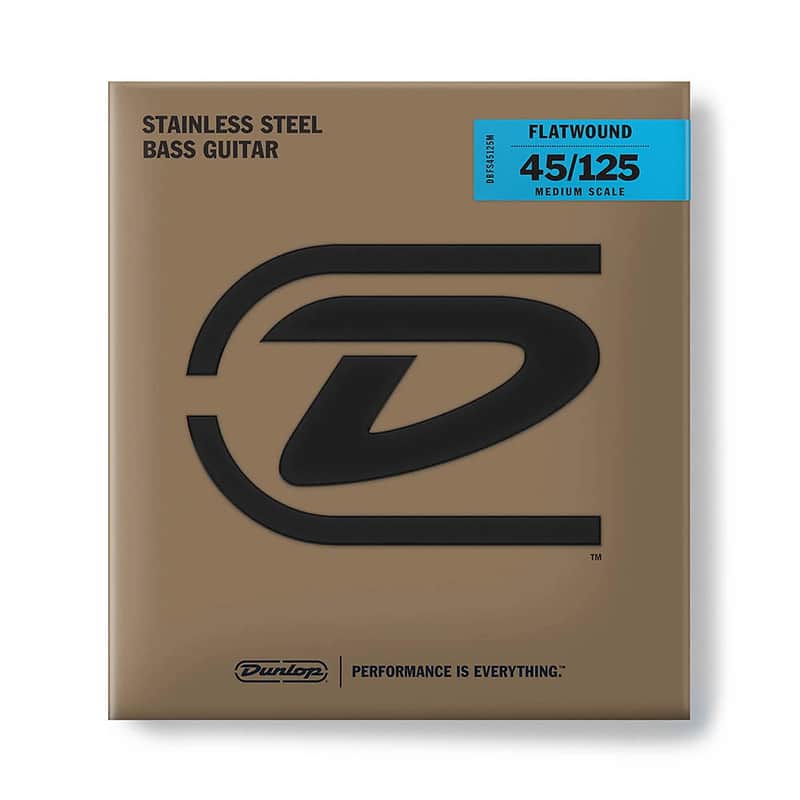 Dunlop DBFS45125M Stainless Steel Medium Scale Flatwound 5-String Bass Strings - (45-125) image 1