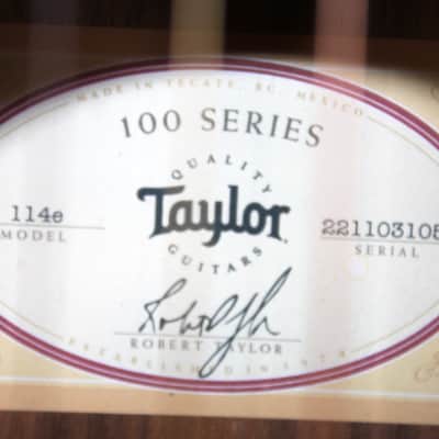 Taylor 114-E 6 String Acoustic/Electric Guitar With Soft Cover Gigbag & Capo image 3