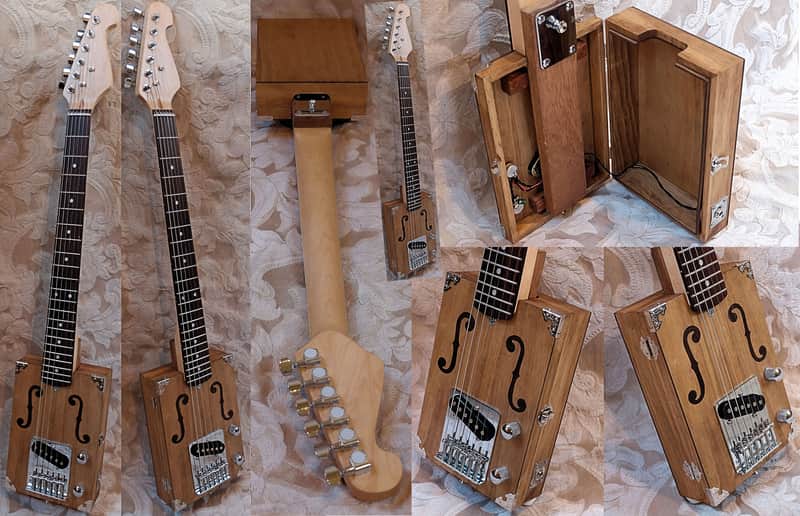 NEW Carl's Custom HandmadePro Quality 6 String Cigar Box Electric Guitar w/Opening Body image 1