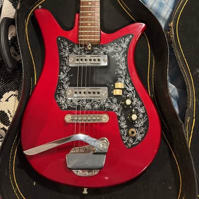 1960s Teisco Del Rey ET-200 Vintage Electric Guitar – Red Metallic – Original w/ hard case image 1