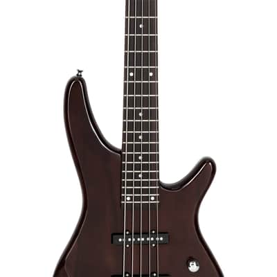 Glarry GIB Electric 5 String Bass Guitar Full Size Bag Strap Pick Connector Wrench Tool 2020s - Earth Brown image 19