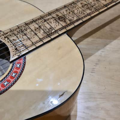 Fretless 3/4 Sized Classical Guitar with Pyrography Neck image 11