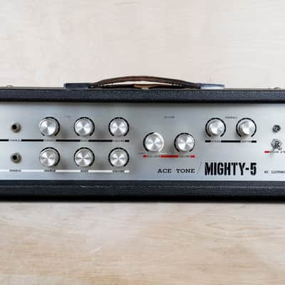 Ace Tone Mighty-5 1967 Black Vintage Japan 25W 2 Channel Tube Amp Head with Reverb, Tremolo image 2
