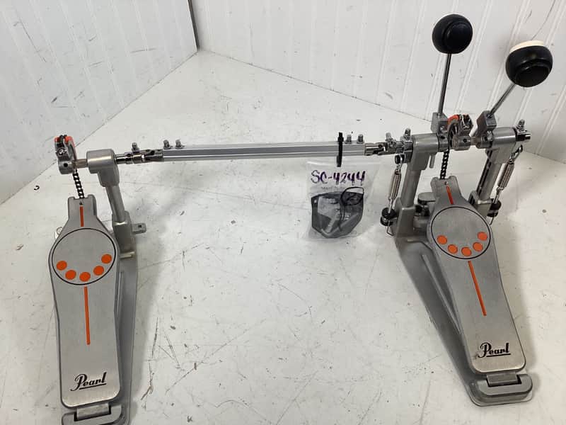 Pearl P932 Demonator Longboard Chain-Drive Double Bass Drum Pedal 2010s - Chrome / Orange image 1