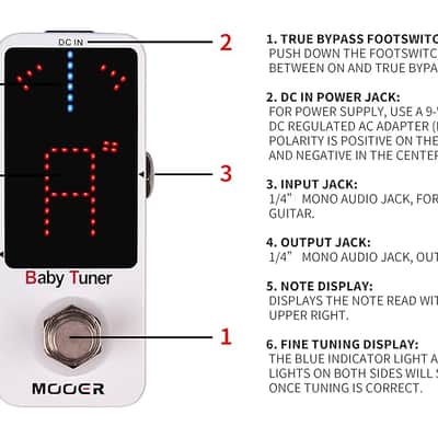 Mooer Baby Tuner Mute Function Micro Tuner Tuning Pedal for Electric Instruments (Price includes the import duty for US buyer) image 9