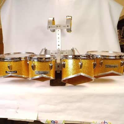 Slingerland 12,8,10,13"Gold Sparkle Marching Quads-Tom Drums Vintage 70s 5Ply US image 2