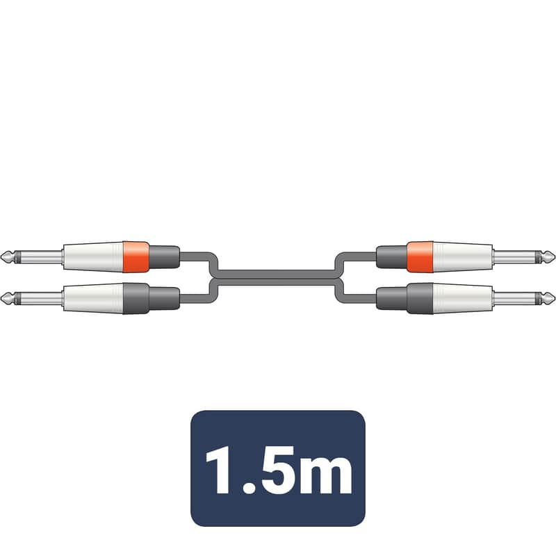 AVSL Citronic Classic Audio Leads 1.5m 2 x 6.3mm Mono Jack Plu...