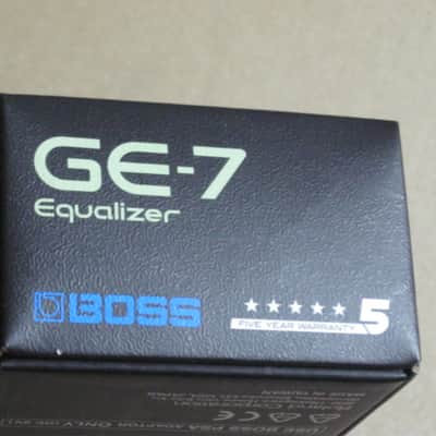 less than light average wear Boss EMPTY BOX for GE-7 Equalizer (NO pedal / NO paperwork) specifically from 2017 -  but can be a home for other year GE7 pedal) outside of box is black with blue, light green, & white graphic image 14