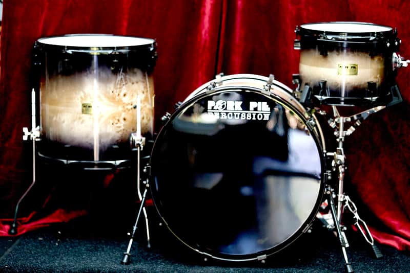 Pork Pie Percussion 3 Piece Custom 12/16/22 - MAPPA BURL w/ BLACK HARDWARE image 1