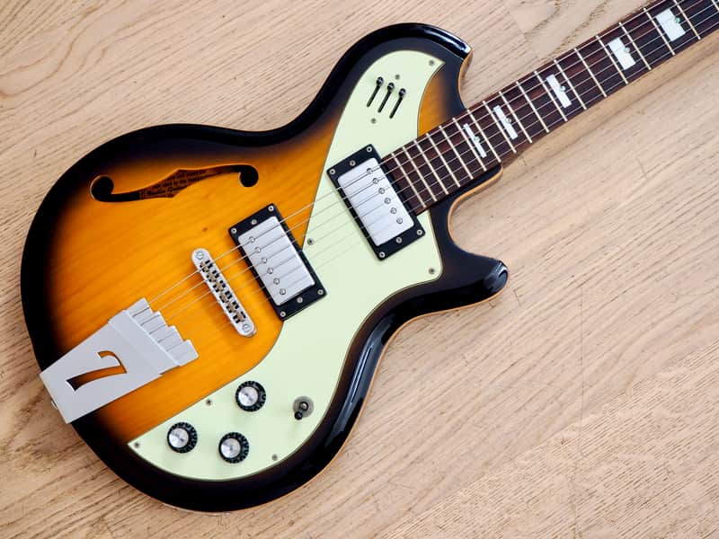 Italia Mondial Deluxe Sunburst Electric Guitar Semi Hollow w/ Piezo image 1
