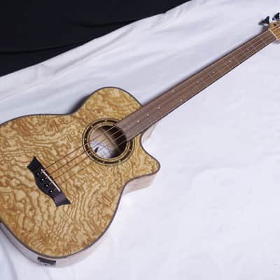 DEAN Exotica Quilt Ash acoustic electric 4-string BASS guitar w/ Case NEW EQABA - B-stock image 4