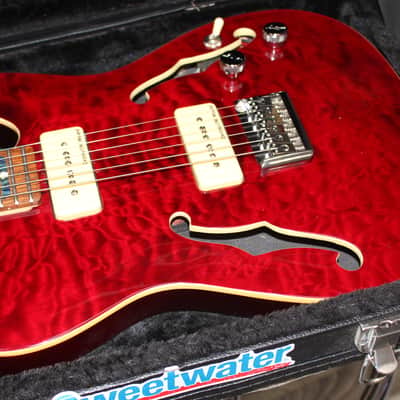 IYV ITF 400 Tele P90 Thinline Burl Top Dark Red in Hard Case image 15
