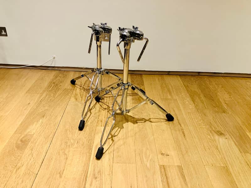 DW DWCP9900 9000 Series Heavy Duty Double-Braced Dual Tom Stands 2000s - Chrome (PAIR) image 1