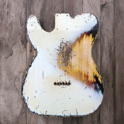 FRANCHIN Mars guitar body Heavy Relic Aged Olympic White over 3-Color Sunburst 100% Nitro Lacquer SS Poplar Telecaster-Tele-T-Style Made in Italy - Stock piece #22360826 image 9