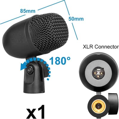 5-Piece Drum Microphone Set with 3 Dynamic Percussion Microphones and 2 Condenser Percussion Microphones, Ideal for Instrument Recording and Music Production image 3
