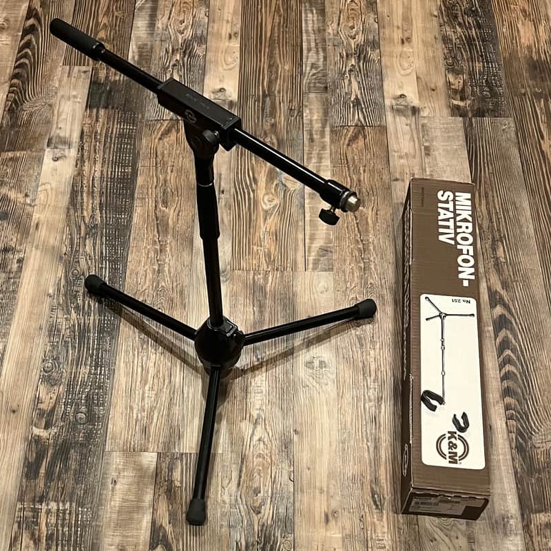 Vintage K&M 25900 Tripod Mic Stand w/ Adjustable Boom - Black image 1