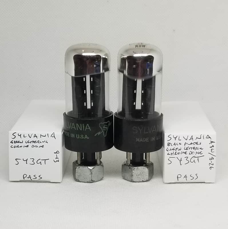Sylvania 5Y3GT Late 40s Black Plate Chrome Dome Rectifier Matched Pair NOS image 1