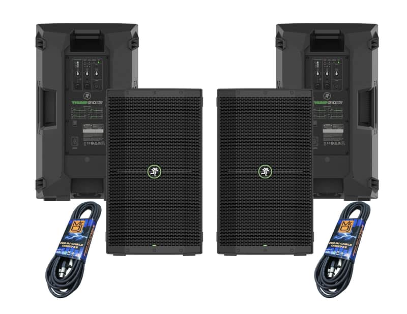 Mackie Pair Thump210XT 1400W 10" Bluetooth Powered Speaker & 2 XLR Cables image 1