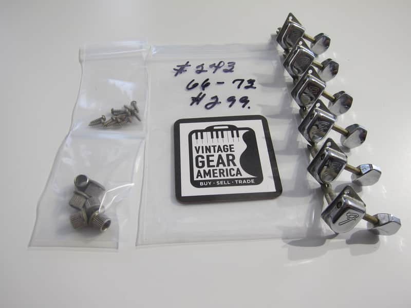 Fender F Tuners Six on a Side with Original Grommets and Screws Authentic Vintage Part Circa-1967-1974-Chrome image 1
