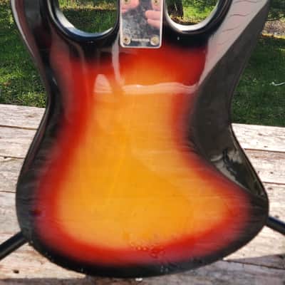 Univox Hi Flyer Bass Tobacco Burst w Speed Bump Pups 1960s Japan image 5