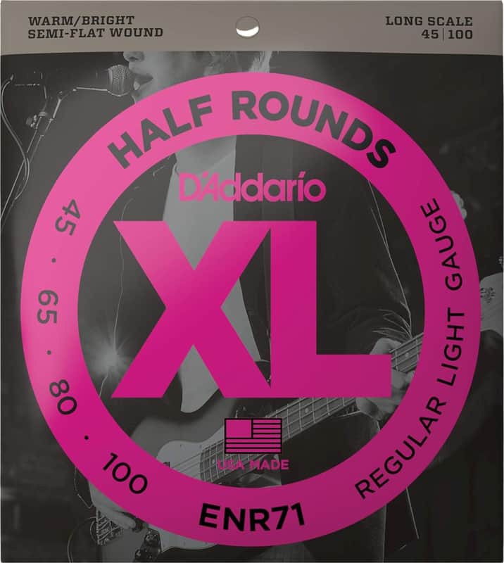 D'Addario ENR71 XL Regular Light Half Rounds 4-String Bass Strings, 45-100 Long Scale image 1