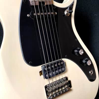Aria Pro II Jet B’tone Baritone Guitar 2021 See-Through Vintage White image 5