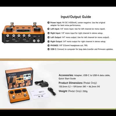 FLAMMA FF20 Looper Pedal Drum Machine, Drum Looper Guitar Pedal with Screen, 300 Min Recording, 220 Drum Grooves, 100 Loop Slots, Time Stretch, Auto Record, USB & Headphone Out, for Guitar and Bass image 8