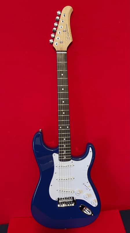 Silvertone strat style - Blue with White Pick Guard image 1