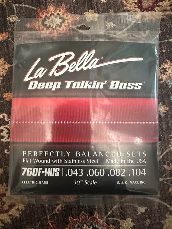 La Bella 760F-MUS Deep Talkin Bass Stainless Steel Flat Wound 30" Scale 43-104