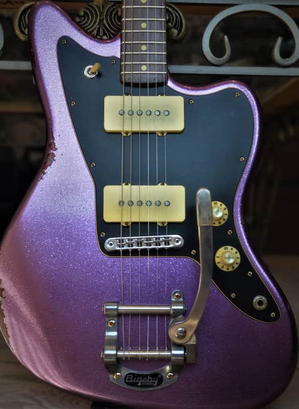 American Fender Jazzmaster Limited Edition Custom Heavy Relic Nitro Purple Sparkle image 1
