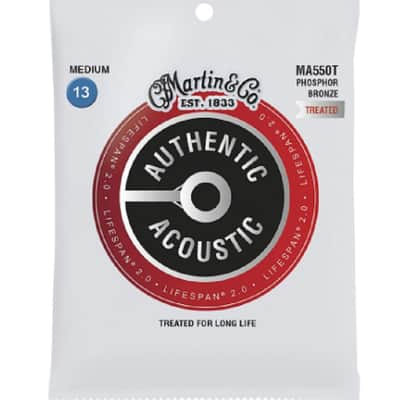 Martin MA550TLifespan 2.0 80/20 Phosphor Bronze Medium Acoustic Guitar Strings image 1