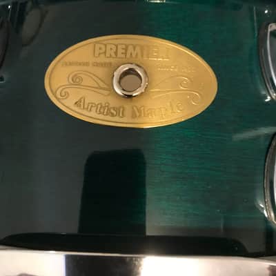 Premier Artist Maple snare drum 1990’s Dark green stain image 2