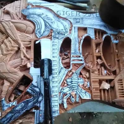 Javara Guitar Hand-carved Alien motif (inspired by the work of HR Giger) 2023 image 6