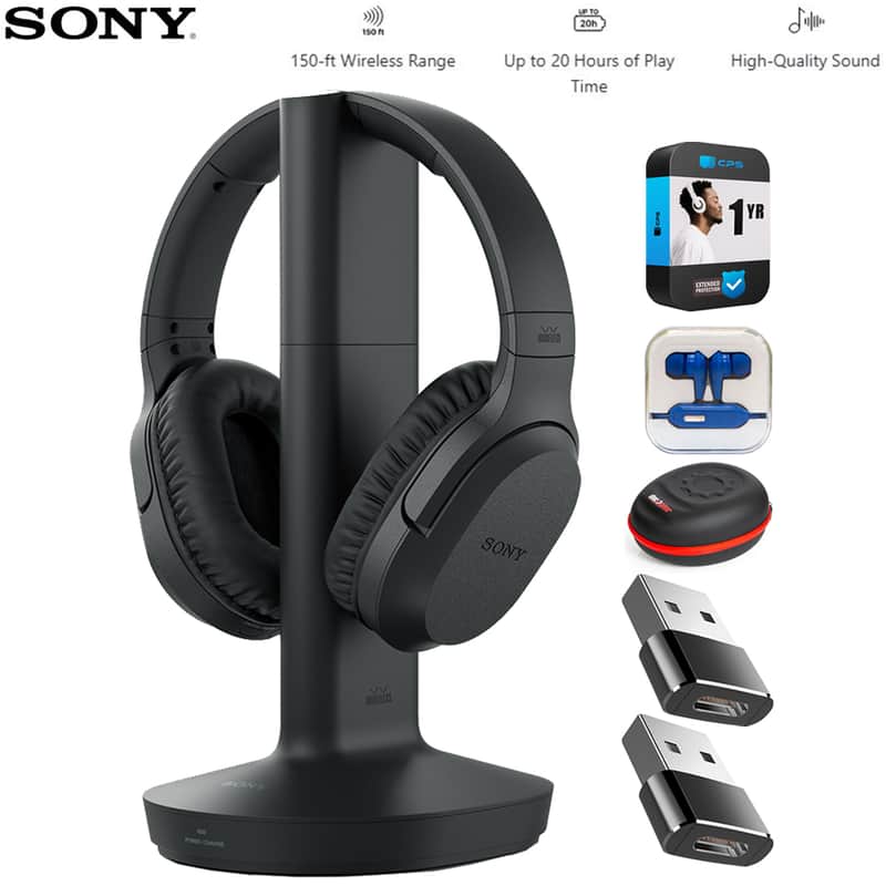 Sony Wireless Home Theater Headphones Black with Case and 1 Year Warranty Bundle image 1