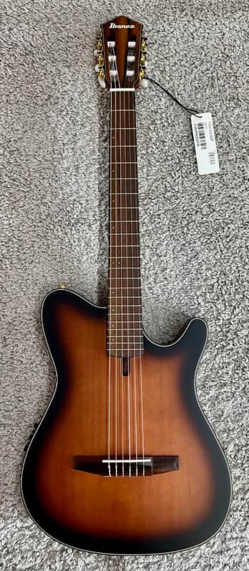 Mint Ibanez Model FRH10NBSF Acoustic Electric Classical Guitar, Brown Sunburst Flat image 1