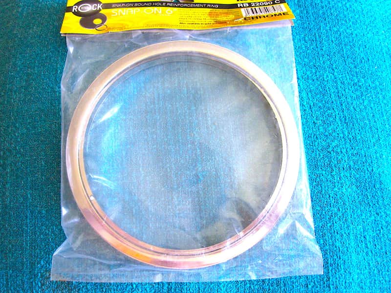 Rockbag by Warwick Snap-On 6" Sound Hole Reinforcement Ring for Bass Drum, Chrome, RB22090C - NOS image 1